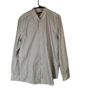 Ben Sherman Black White Printed Button Up Shirt Long Sleeve Collared Men Size Lg